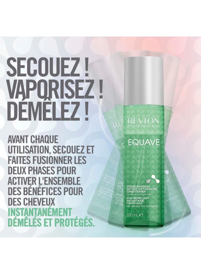 REVLON PROFESSIONAL Equave Strengthening Instant Detangling Conditioner, 200 ml, Detangling Leave in Spray Conditioner for Fine & Brittle Hair, 2-Phase Hair Care with Heat Protection - Image 3